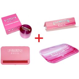 Elements Pink Combo Grinder + Tava + Aparat de Rulat Automat roz + Foite 110mm