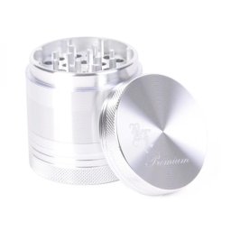 Grinder Black Leaf Premium cu Vibratii aluminiu silver 4 Parti Ø53mm