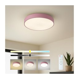 Brilagi – Plafonieră LED dimabilă POOL, 36 W, 230 V, temperatură de culoare reglabilă 3000–6000 K, Ø 30 cm, roz, cu telecomandă