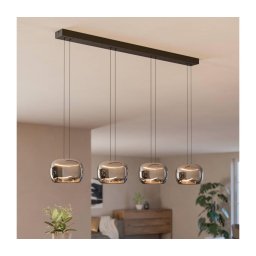 Eglo 390433 - Lustră LED dimabilă HORTUNAS pe cablu, 4 x LED, 5,8 W, 230 V, negru/fumuriu