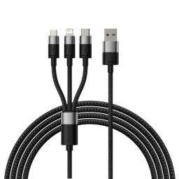 Cablu Incarcare USB-A - Lightning / microUSB / USB-C Baseus StarSpeed 3in1, 20W, 1.2m, Negru CAXS000001