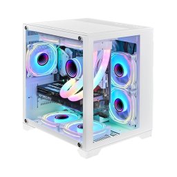 Carcasa Gaming MV5, ARGB, Cube-Tower, M-ATX\ITX, fara sursa, culoare alba