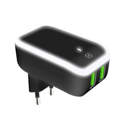 Husa TC2USBLED - 2 USB-A Wall Charger with Night Light 12W [TURBO]