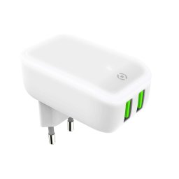 Husa TC2USBLED - 2 USB-A Wall Charger with Night Light 12W [TURBO]