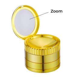 Champ High Grinder Magnifier cu Lupa aluminiu gold 4 Parti Ø50mm