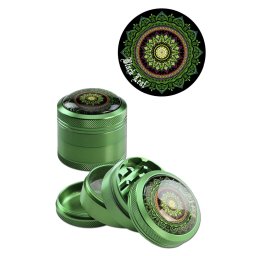 Black Leaf Grinder Mandala Glass Dome aluminiu verde 4 Parti Ø50mm