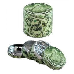 Grinder Black Leaf In Weed We Trust Dolar aluminiu verde 4 Parti Ø54mm