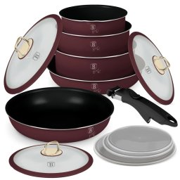 BERLINGER HAUS BH/8250 Tigaie set detașabil cu mâner 12 cu părţi Matt bordo