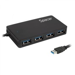 HUB extern SPACER, porturi USB: USB 3.0 x 4, conectare prin USB 3.0, cablu 15cm lungime, (incl. TV 0.8Lei), SPHB-USB-4U30-03