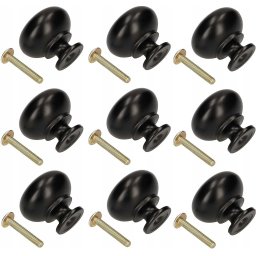 Buton de mobilă mâner de dulap negru ciupercă - 10 buc.