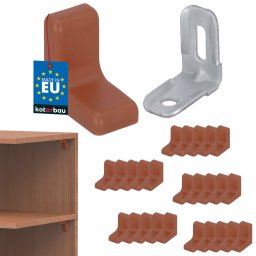 Suport unghiular pentru mobilă cu capac nuc set de 25 buc.