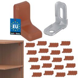 Suport unghiular pentru mobilă cu capac nuc set de 100 buc.