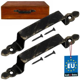 Mâner ușă forjat 200 mm negru-auriu set de 2 buc.