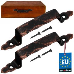 Mâner ușă forjat 200 mm negru+cupru set de 2 buc.