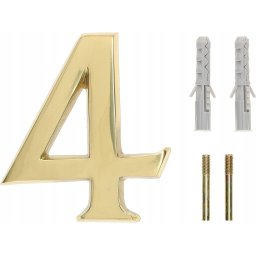Numărul casei "4" pentru ușă 3d 10cm alamă