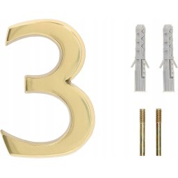Numărul casei "3" pentru ușă 3d 10cm alamă