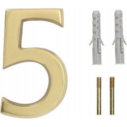 Numărul casei "5" pentru ușă 3d 10cm alamă