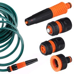 Set de irigare pentru furtun cu duză reglabilă și conectori 1/2" - Culoare negru
