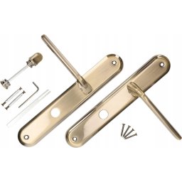 Mâner ușă cu blocare WC placă lungă patina 72 mm - Culoare patina