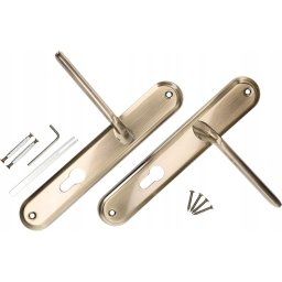 Mâner ușă pentru cilindru cu placă lungă patina 90 mm - Culoare patina