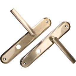 Mâner ușă cu blocare WC placă lungă patina 72 mm - Culoare patina