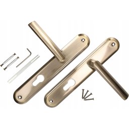 Mâner ușă pentru cilindru cu placă lungă patina 90 mm - Culoare patina