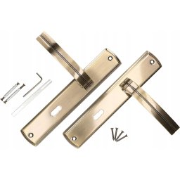 Mâner ușă pentru cheie placă lungă patina 90 mm - Culoare patina