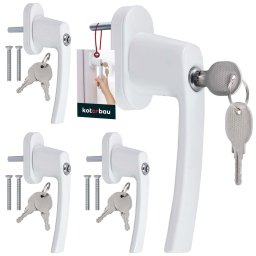 Mâner fereastră cu cheie aluminiu alb set de 4 buc.