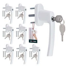 Mâner fereastră cu cheie aluminiu alb set de 8 buc.