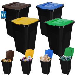 Coș de gunoi cu capac pentru separarea deșeurilor 50 l set de 4 buc.