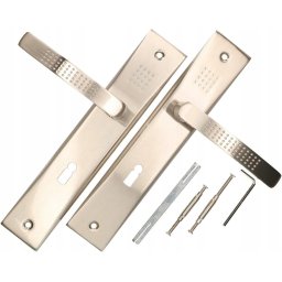 Mâner ușă cu cheie cu braț lung satin 72 mm