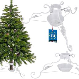 Pom de crăciun suport metalic cu recipient de apă alb 100 mm