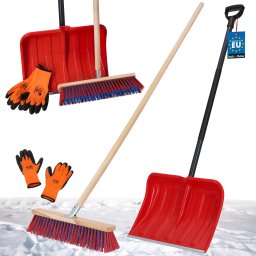 Set pentru deszăpezire 3 în 1 - Lopată pentru zăpadă, perie, racletă, mănuși - Plastic