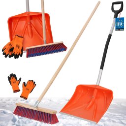 Set pentru deszăpezire 3 în 1 - Lopată pentru zăpadă, perie, racletă, mănuși - Plastic