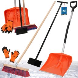 Set pentru deszăpezire 4 în 1 - Lopată pentru zăpadă, racletă, perie, mănuși - Plastic