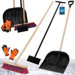 Set pentru deszăpezire 4 în 1 - Lopată pentru zăpadă, racletă, perie, mănuși - Plastic