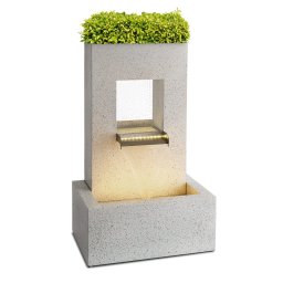 Blumfeldt Bloomingstone, fântână, fântână de grădină, fântână decorativă, 20 W, pompă, zinc, LED (GDMB5-Bloomingstone)