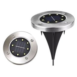 Lampa Solara cu 8 LED-uri pentru Montaj in Sol, IP67, Inox, 4000K