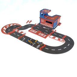 Set de constructie garaj modular cu pista si 2 masini de curse, croc toys