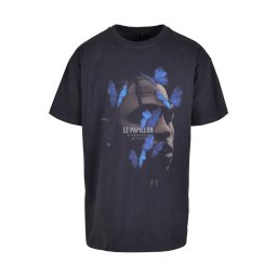 MT Upscale Tricou 'Le Papillon' albastru / albastru noapte / grej