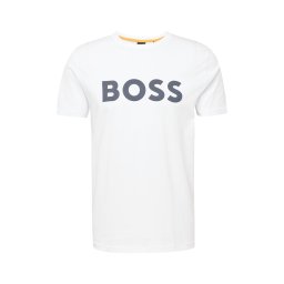 BOSS Tricou 'Thinking' negru / alb