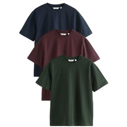 Next Tricou albastru marin / verde pin / roșu vin