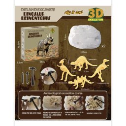 Kit excavare 2 fosile dinozaur 3D, sapatura si asamblare schelet, 4+ ani