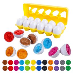 Joc educativ Set 12 oua de potrivit cu forme masinute