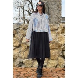 ROCHIE LUNGA TIP CAMASA DEGRADE BLUE MULTICOLORA TALIE UNICA TALIE UNICA Negru