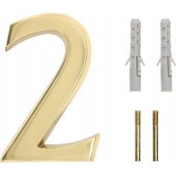 Numărul casei "2" pentru ușă 3d 10cm alamă
