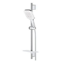Set dus cu bara Grohe Rainshower SmartActive Cube 130 cu 3 tipuri de jet, moon white