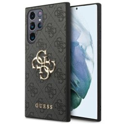Husa Guess PU 4G Metal Logo - Husă telefon - compatibil cu Samsung Galaxy S22 Ultra - Logo metalic - culoare Gri