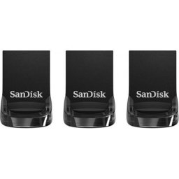 Memorie USB SanDisk Ultra Fit,USB 3.0, 3 bucx32 GB, Negru