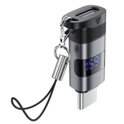 Adaptor cu Display Digital, USB-C, 480Mbps, 5A, Fast Charging - Acefast (J9) - Metal Gray